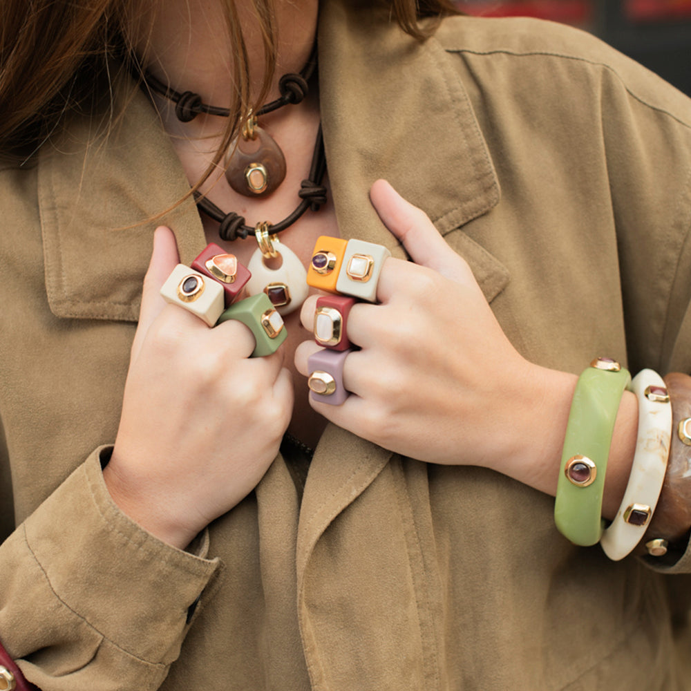 Anillos mujer grande color teja con Madreperla [ INDIA ] ÉMOLO®