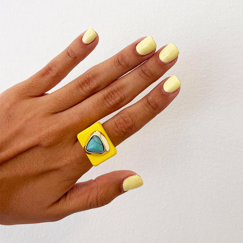 Anillo para mujer amarillo con turquenita ÉMOLO®