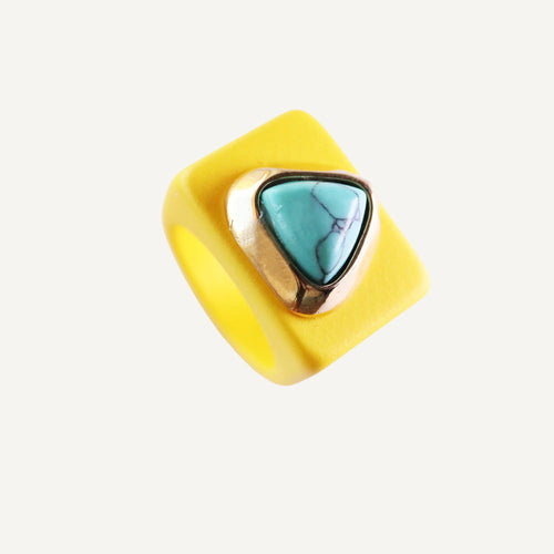 Anillo para mujer amarillo con turquenita ÉMOLO®