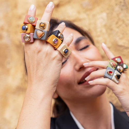 Anillo para mujer color moka ojo tigre ÉMOLO®