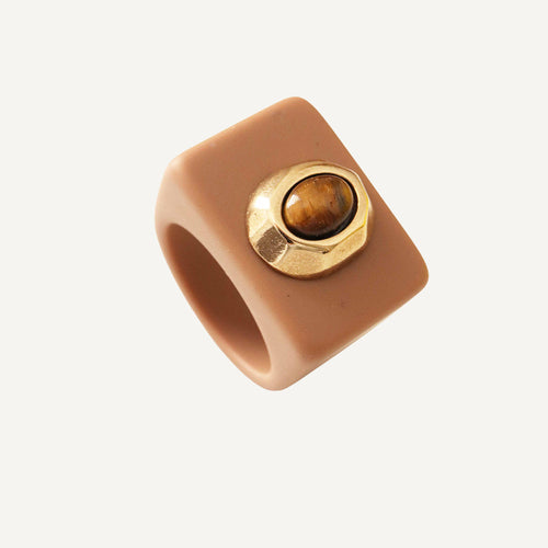 Anillo para mujer color moka ojo tigre ÉMOLO®