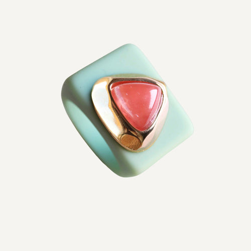 Anillo para mujer Mint con piedra natural cuarzo sandia ÉMOLO®