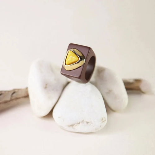 Anillos grandes mujer color marrón con piedra Kenya ÉMOLO®