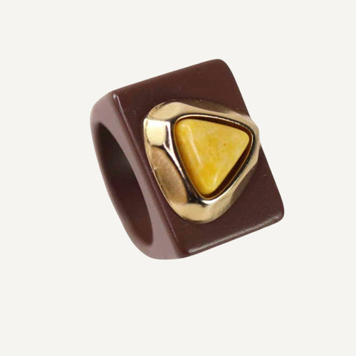 Anillos grandes mujer color marrón con piedra Kenya ÉMOLO®