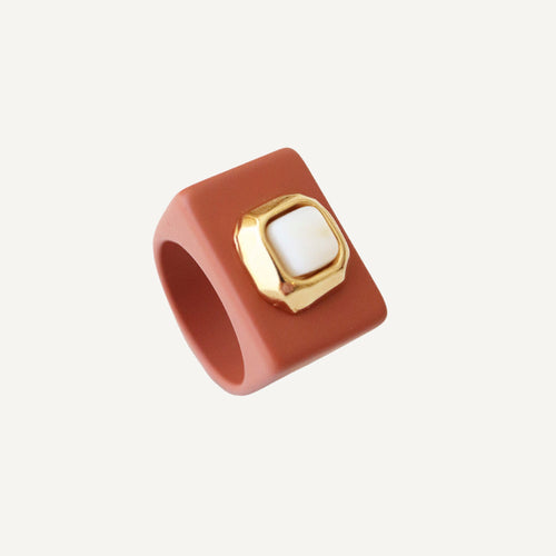Anillos mujer grande color teja con Madreperla [ INDIA ] ÉMOLO®